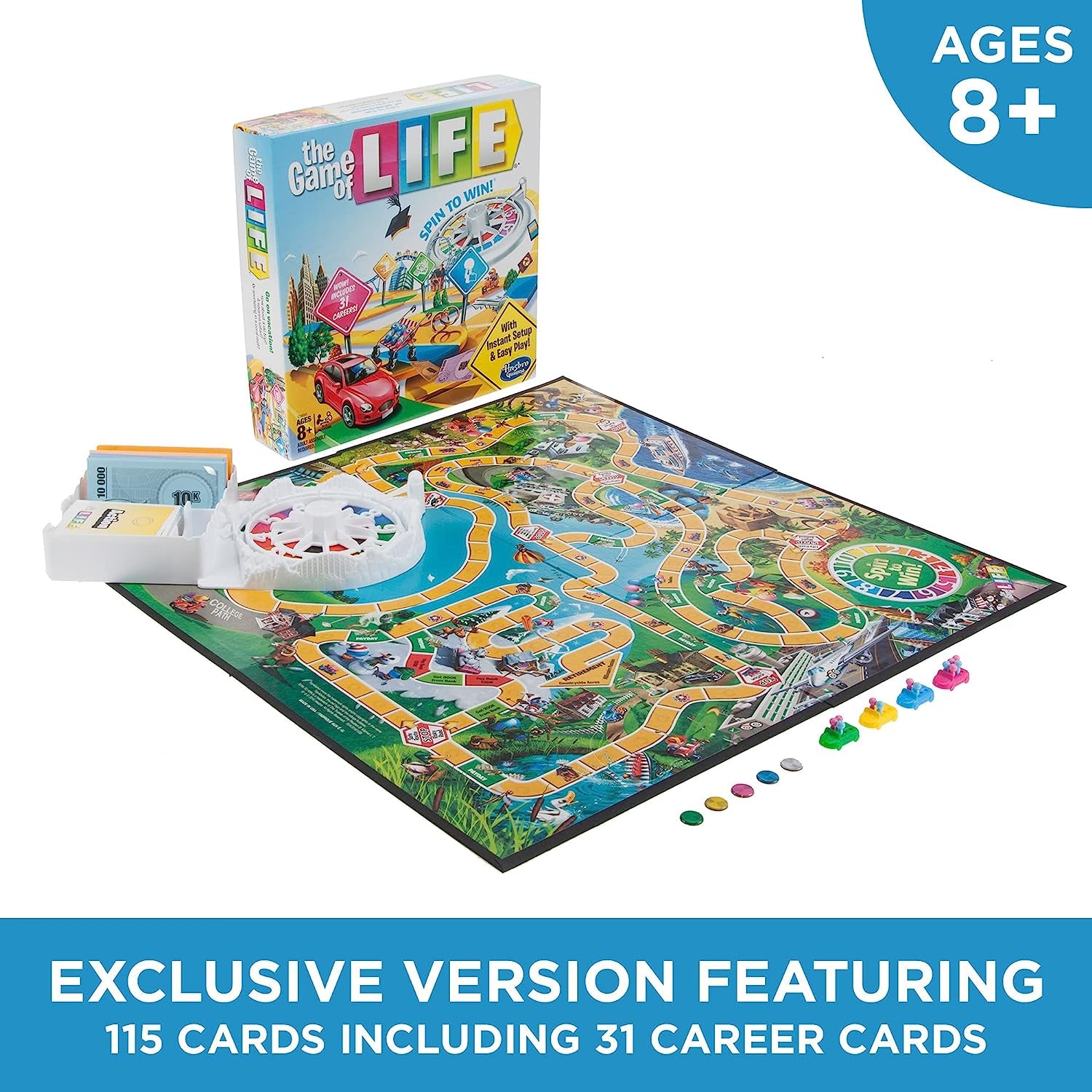 the Game of Life Board Game, Family Games for Kids Ages 8+, Includes 31 Careers, Family Board Games for 2-4 Players, Family Gifts (Amazon Exclusive)