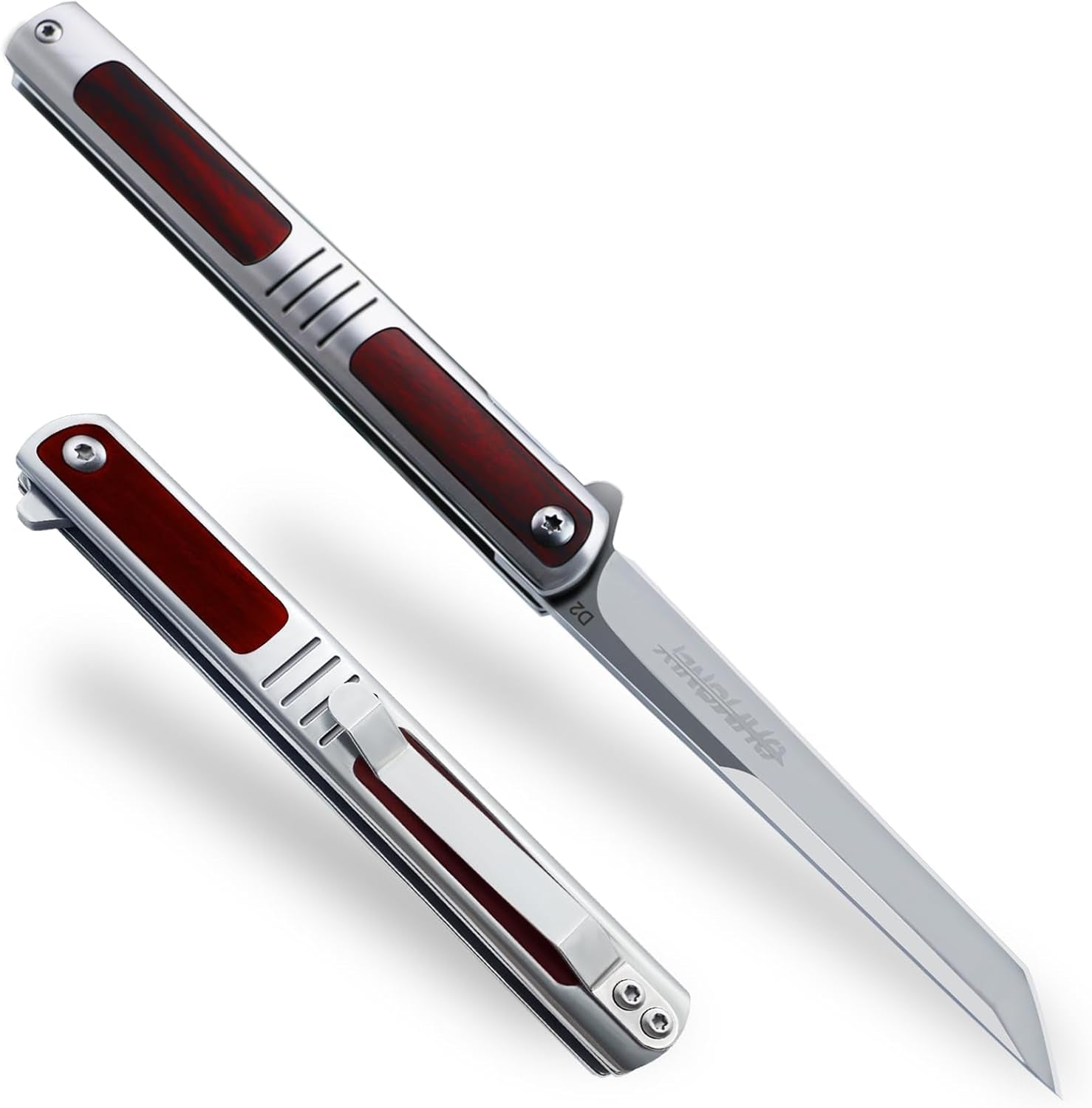 Pocket Knife for Men, 3.5 Inch Folding Knife with Pocket Clip,Rosewood Handle Tanto Knife, Great Gift for Men and Women