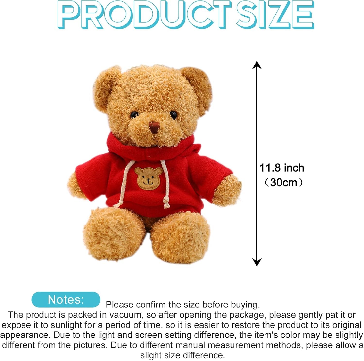 Teddy Bear Stuffed Animal Cute Red Hoodie Bear Plush Toys Gifts for Kids 11.8 Inches