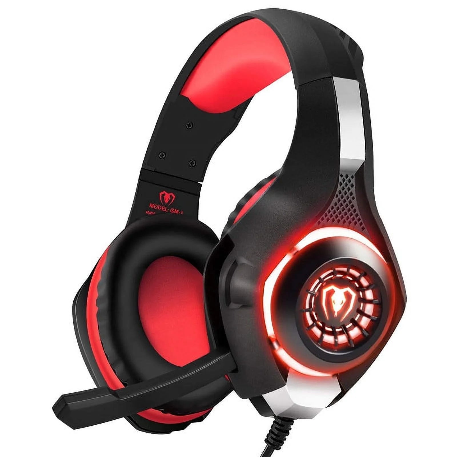 Gaming Headsets for PS5 PS4 Xbox One, Gaming Headphones with Noise Canceling Microphone Surround Sound & LED RGB Light for PC Laptop Headband Headphones Red