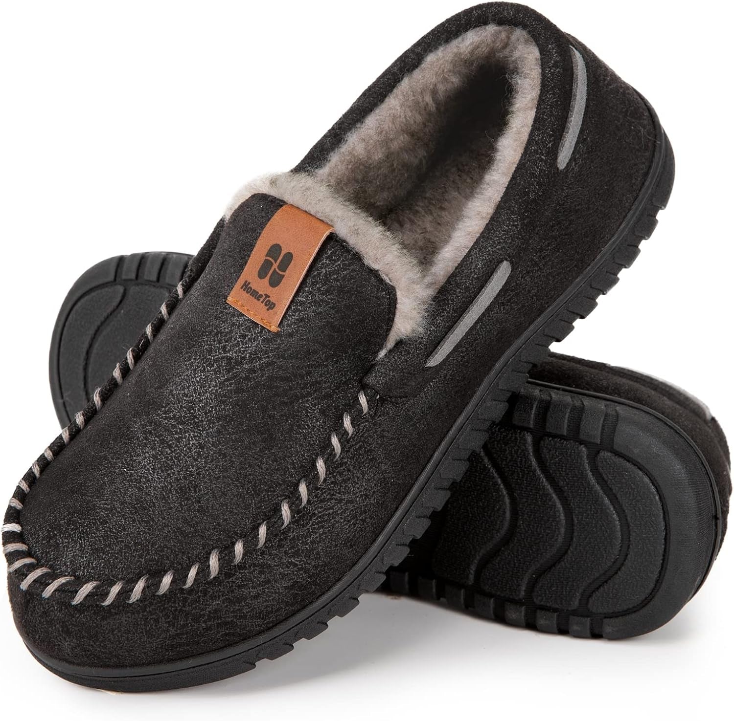 Men'S Suede Memory Foam Moccasin Slippers Soft Plush Warm Lining House Shoes