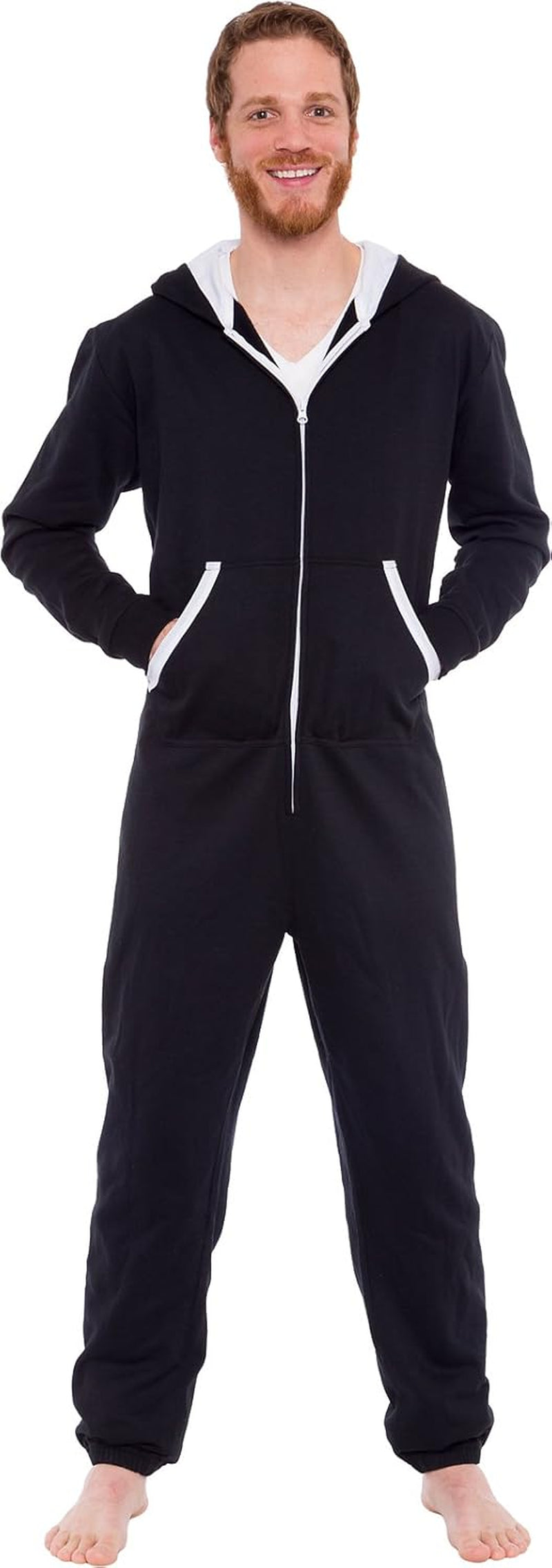 Men'S Hooded Jumpsuit - Zip up One Piece Pajamas