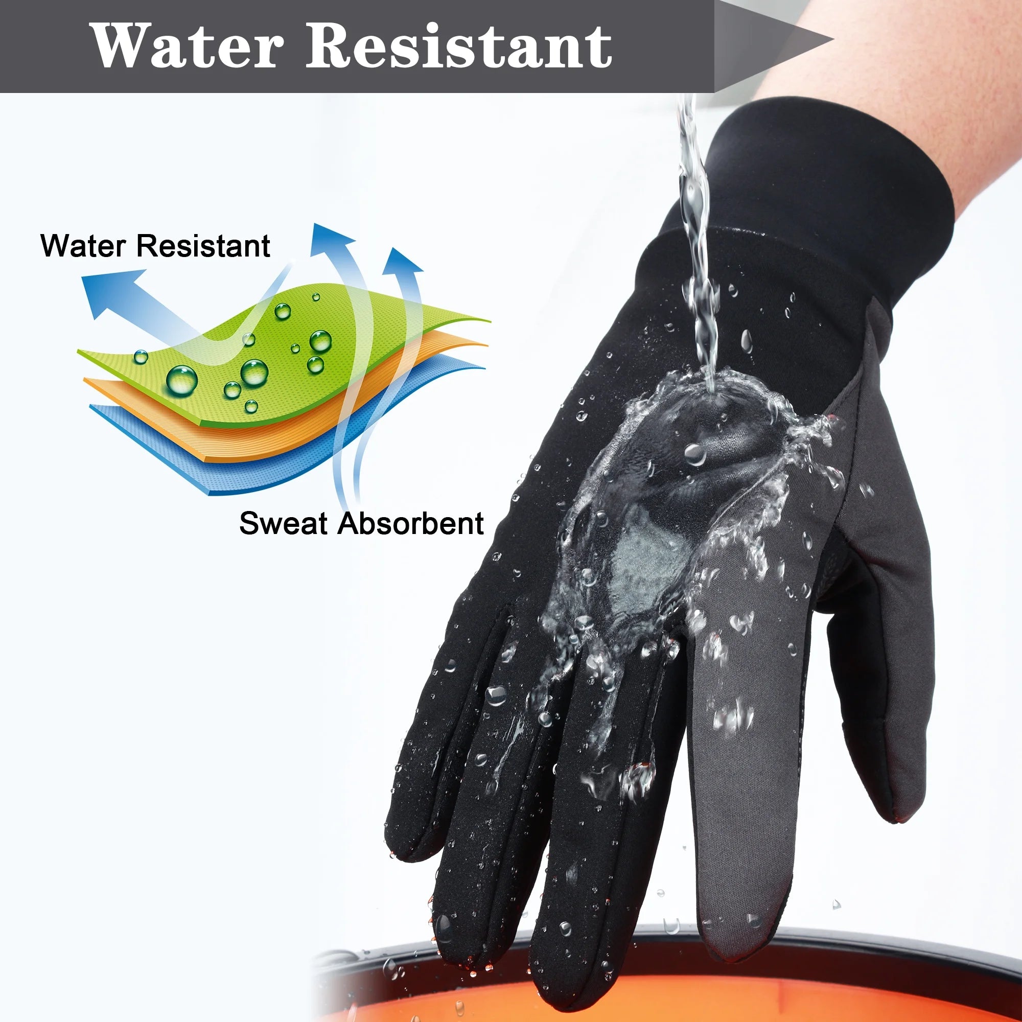 Mens Winter Thermal Gloves Touch Screen Glove Water Resistant Windproof Warm for Driving Cycling Running