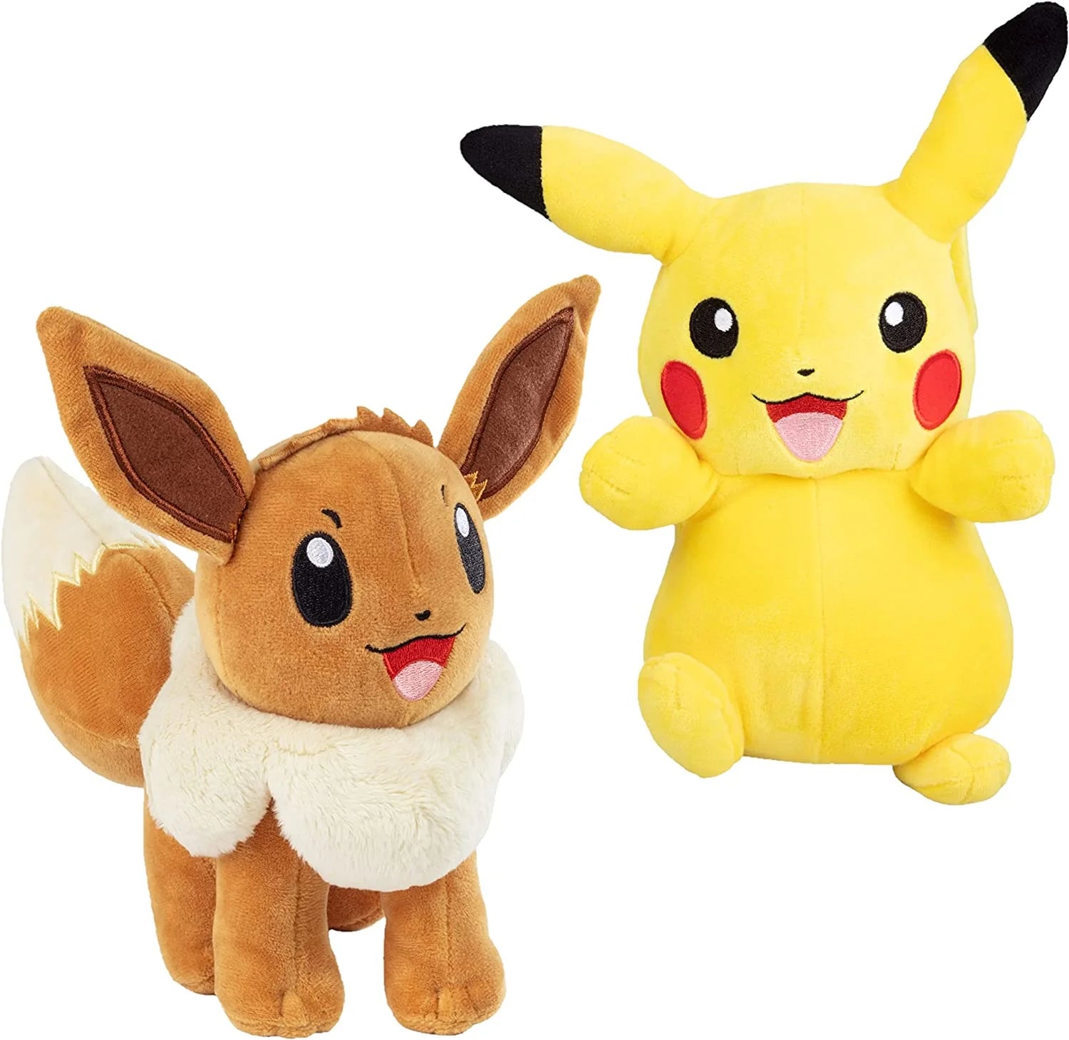 8" Eevee & Pikachu Plush, 2-Pack - Let'S Go Starters - Officially Licensed - Quality Soft Collectible Stuffed Animal Toy Figures - Christmas Stocking Stuffer Gift for Kids, Boys, Girls - 2+