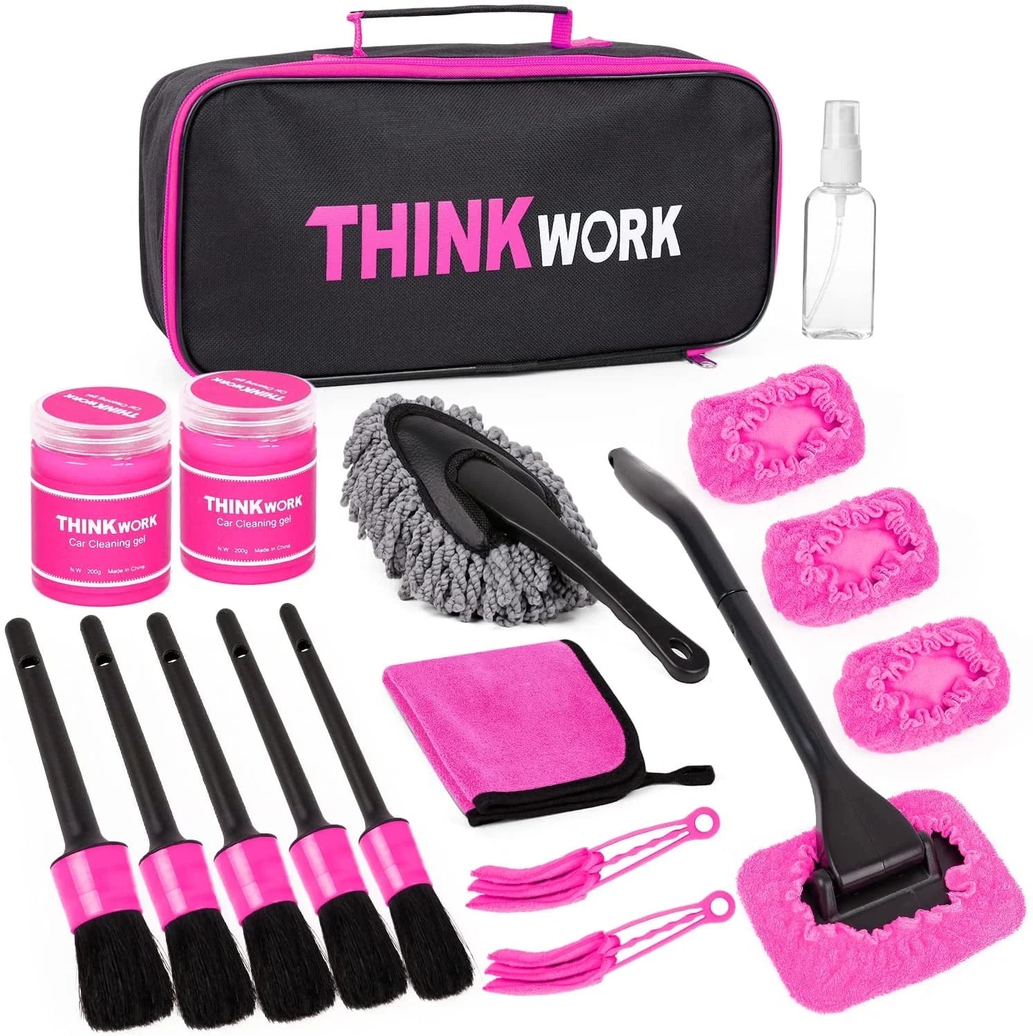 Pink Car Duster Interior Kit, Car Cleaner Set Made by  TW6091