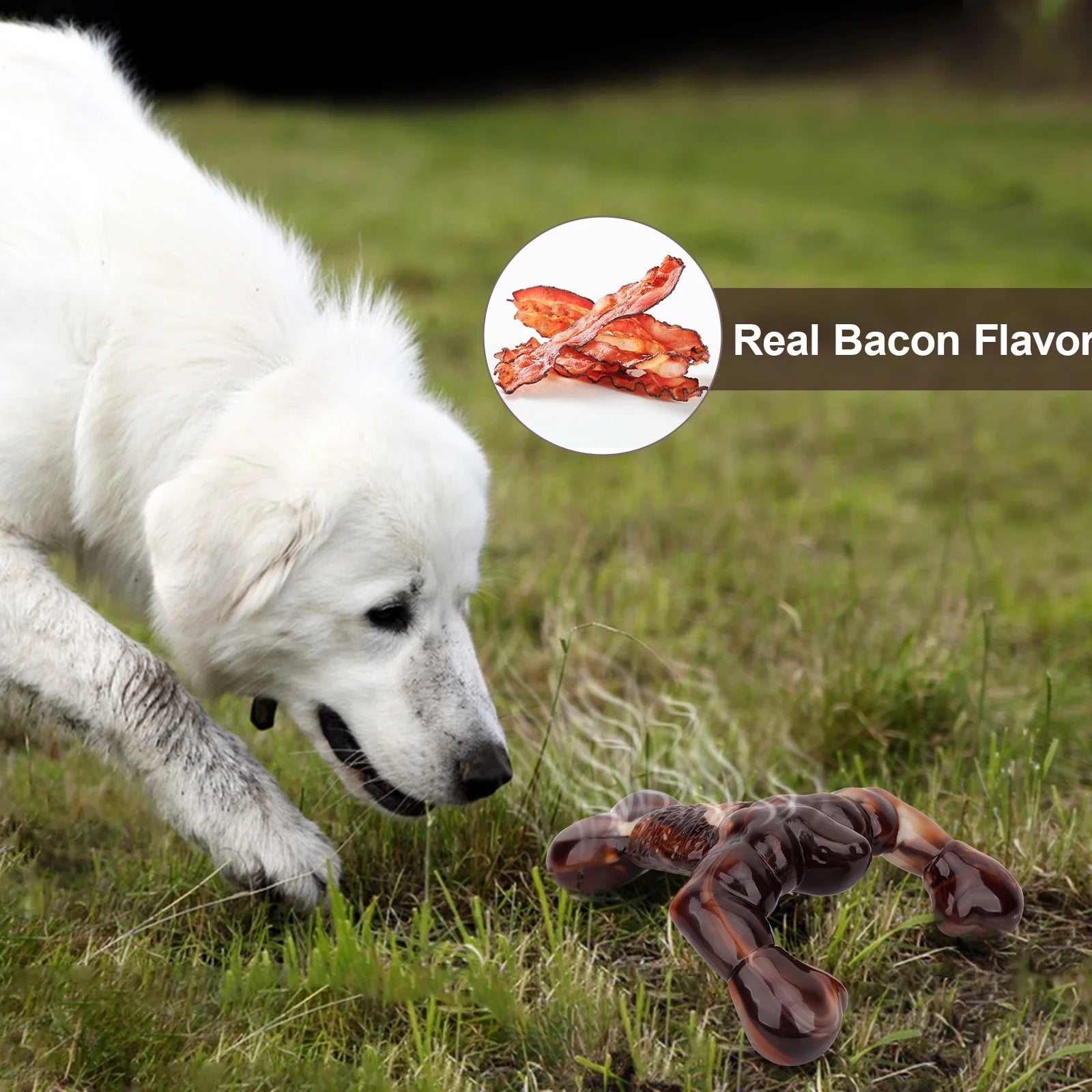 Dog Toys for Aggressive Chewers, Dog Chew Toys,Indestructible Dog Toys for Large Breed, Bacon Flavored