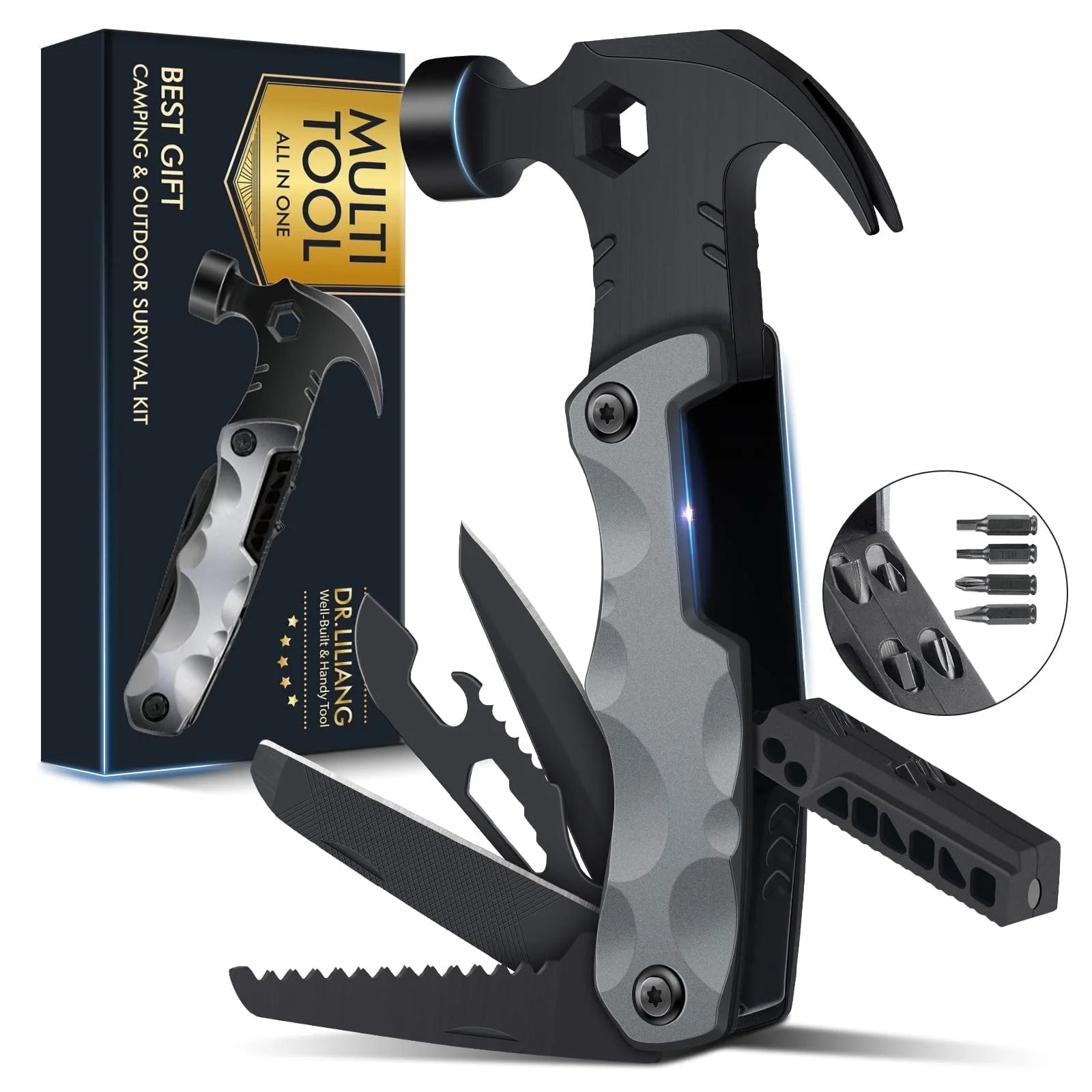 Multitool Hammer Gadgets Christmas Gifts for Men Dad, 13-In-1 Survival Camping Accessories