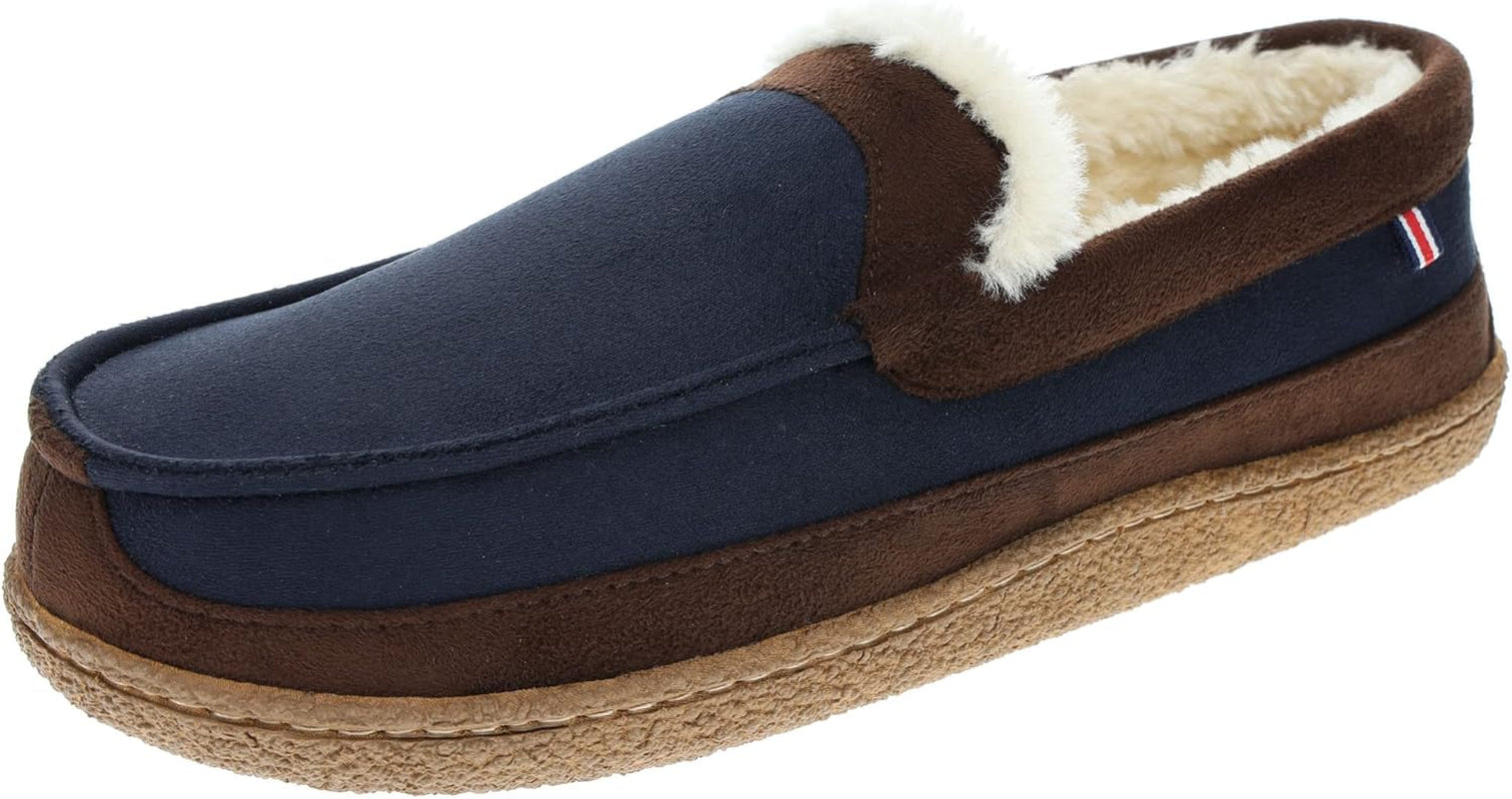 Men'S Two-Tone Moccasin Slipper, Warm Soft Classic Slip-On, Men'S Sizes 8 to 13