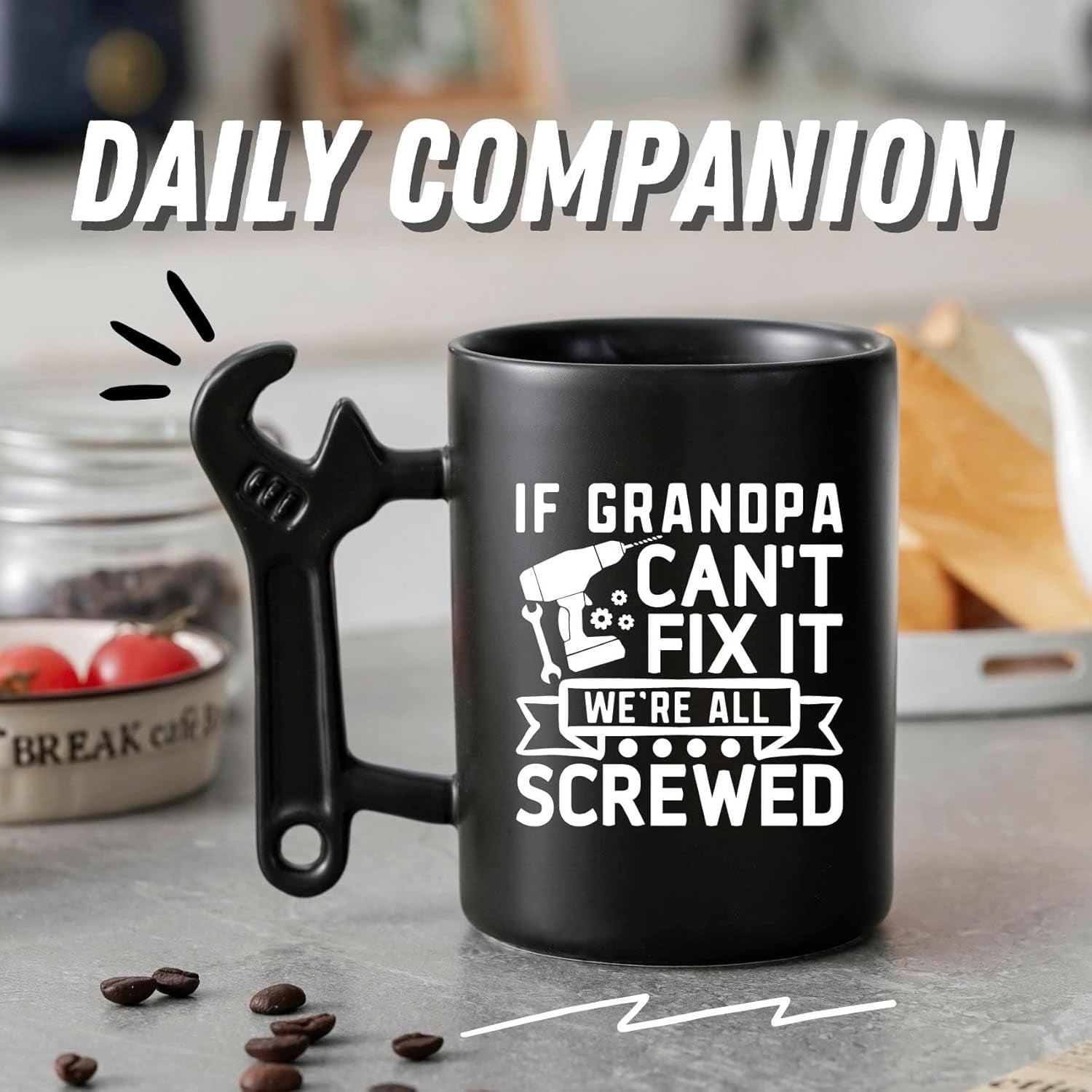 Grandpa Gifts Wrench Coffee Mug, Grandfather Gift from Granddaughter and Grandson, 13.5Oz/400Ml Funny Ceramic Mug for Christmas, Father'S Day - Grandpa Can Fix