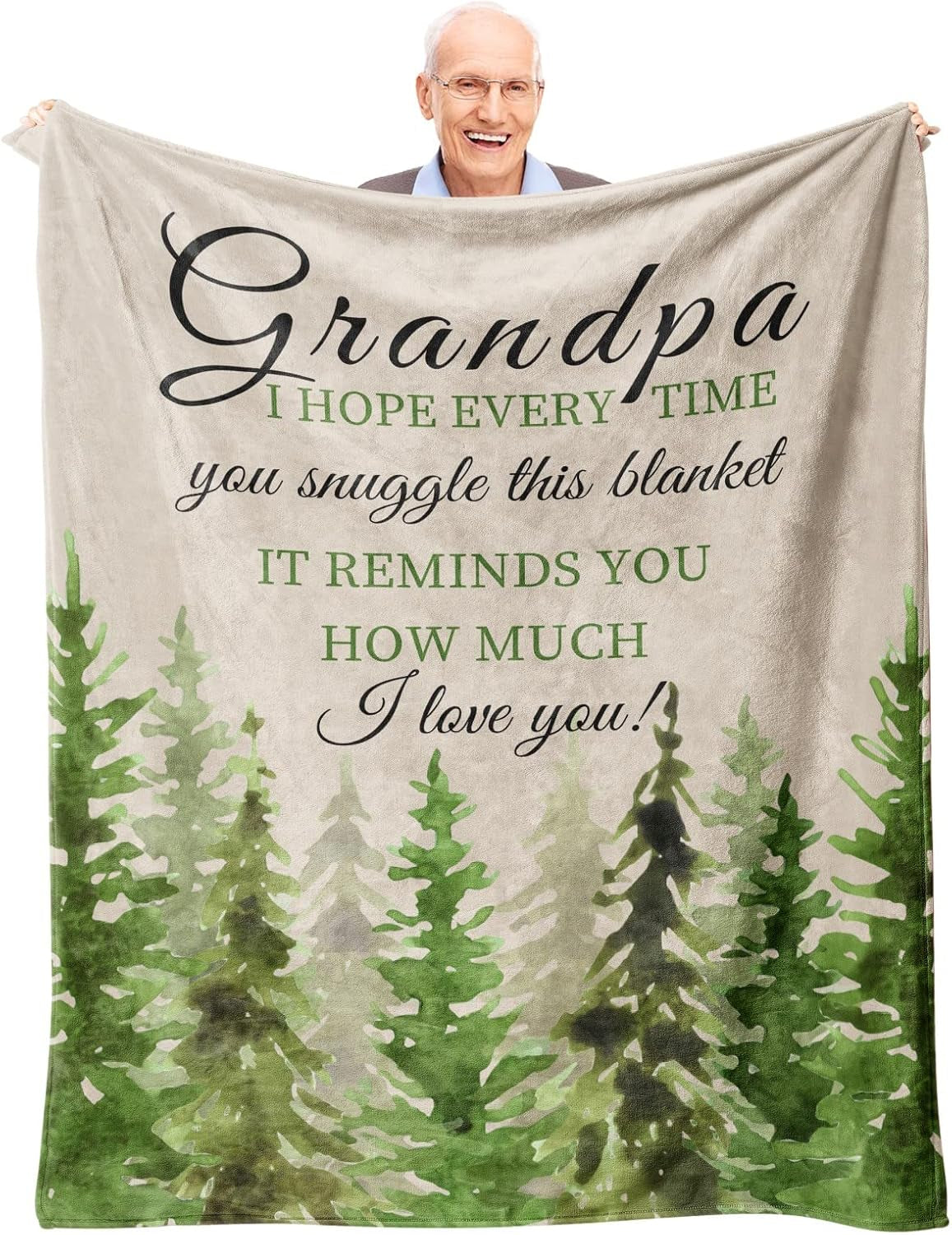 Fathers Day Grandpa Gifts Blanket 60’’X50’’, Best Gifts for Grandpa, Grandpa Gifts from Grandchildren, Grandpa Birthday Gift, Grandfather/Papa/Pop Pop/Paw Paw Gift from Granddaughter/Grandson