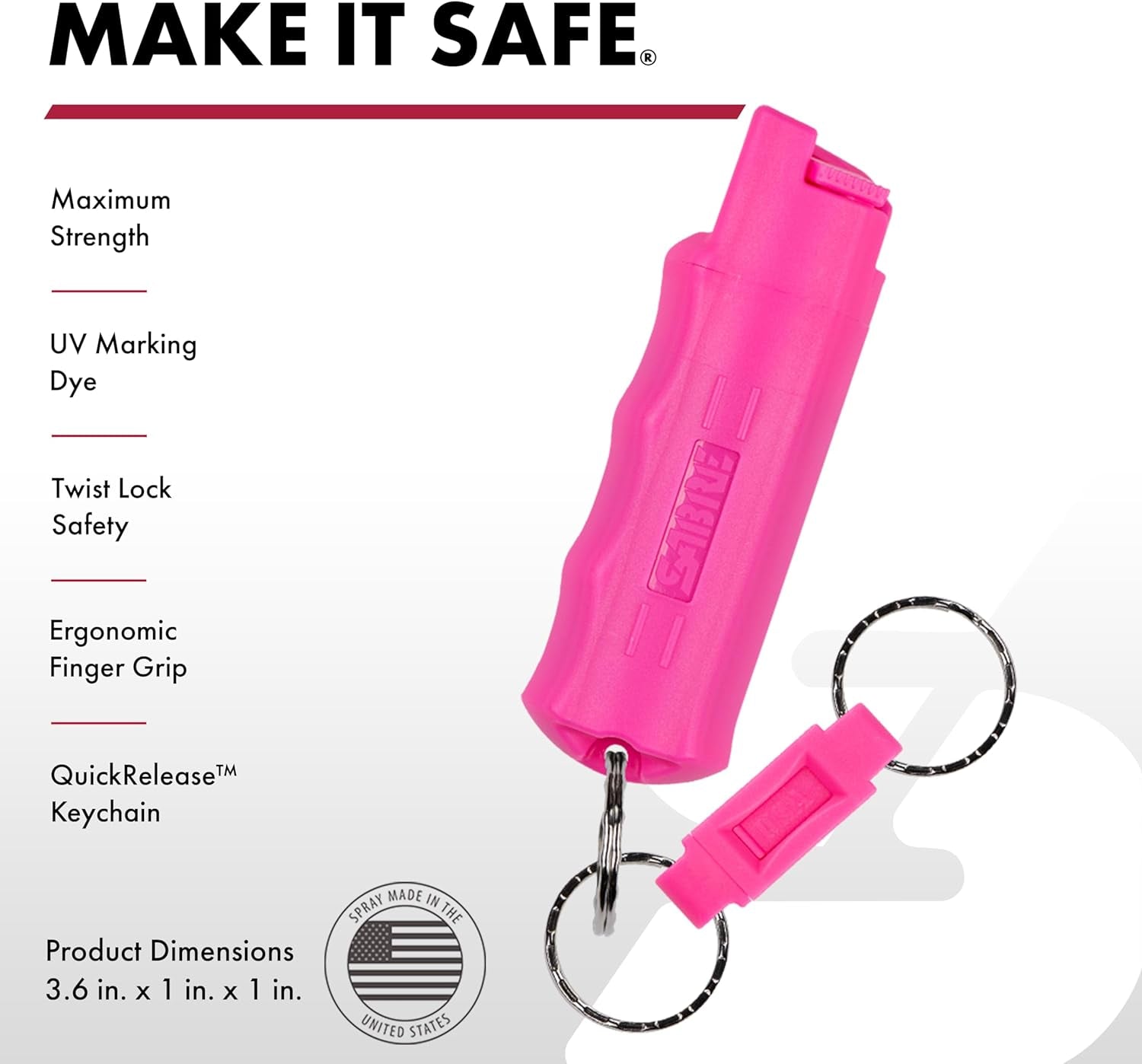 Pepper Spray, Quick Release Keychain for Easy Carry and Fast Access, Finger Grip for More Accurate and Faster Aim, Maximum Police Strength OC Spray, 0.54 Fl Oz, Secure and Easy to Use Safety