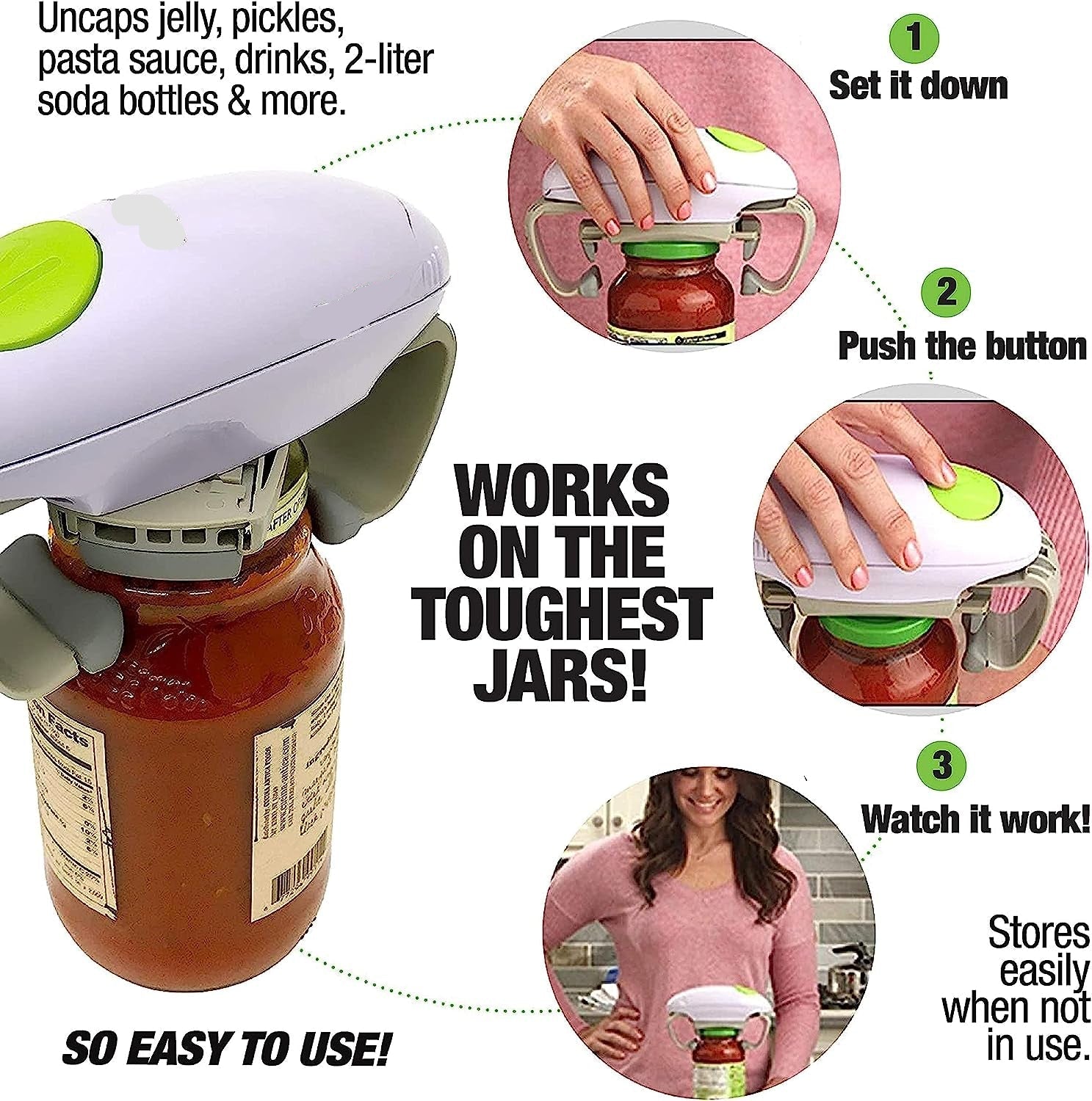 Robotwist Jar Opener, Automatic Jar Opener, Deluxe Model with Improved Torque, Robo Twist Kitchen Gadgets for Home, Electric Handsfree Easy Jar Opener – Works on All Jar Sizes, as Seen on TV