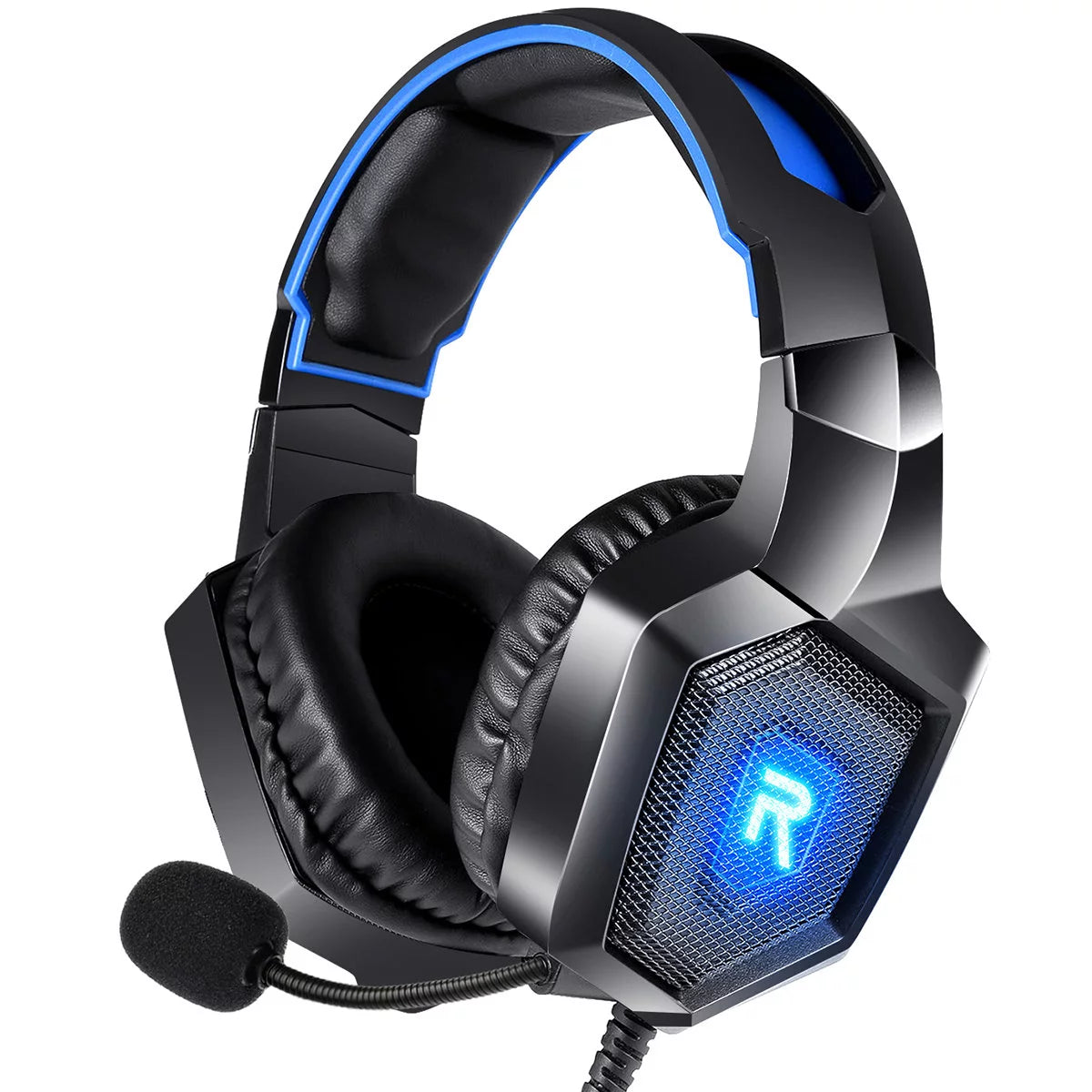 Gaming Headset, Noise Canceling over Ear Gaming Headphones with Mic & LED Light, Compatible with PS5, PS4, Xbox One, Sega Dreamcast, PC, PS2