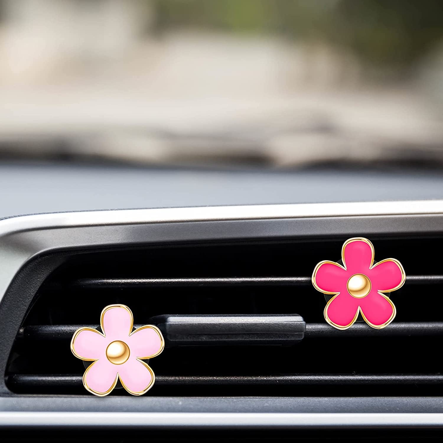 6 Pcs Daisy Flower Air Vent Clip Daisy Flower Christmas Ornament Christmas Car Air Vent Clips Air Freshener Outlet Clip Car Air Conditioning Clip Charm Decor(3 Cm, 3.3 Cm,Red, Pink, White)