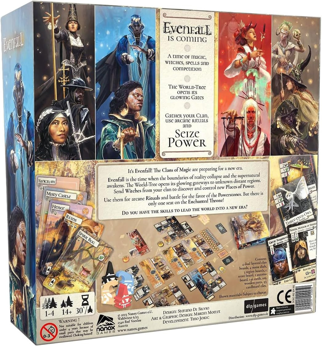 Evenfall - Strategy Board Game, Engine-Builder Card Game, Boundaries of Reality & Supernatural Dissolve, Ages 14+, 1-4 Players, 60+ Minutes