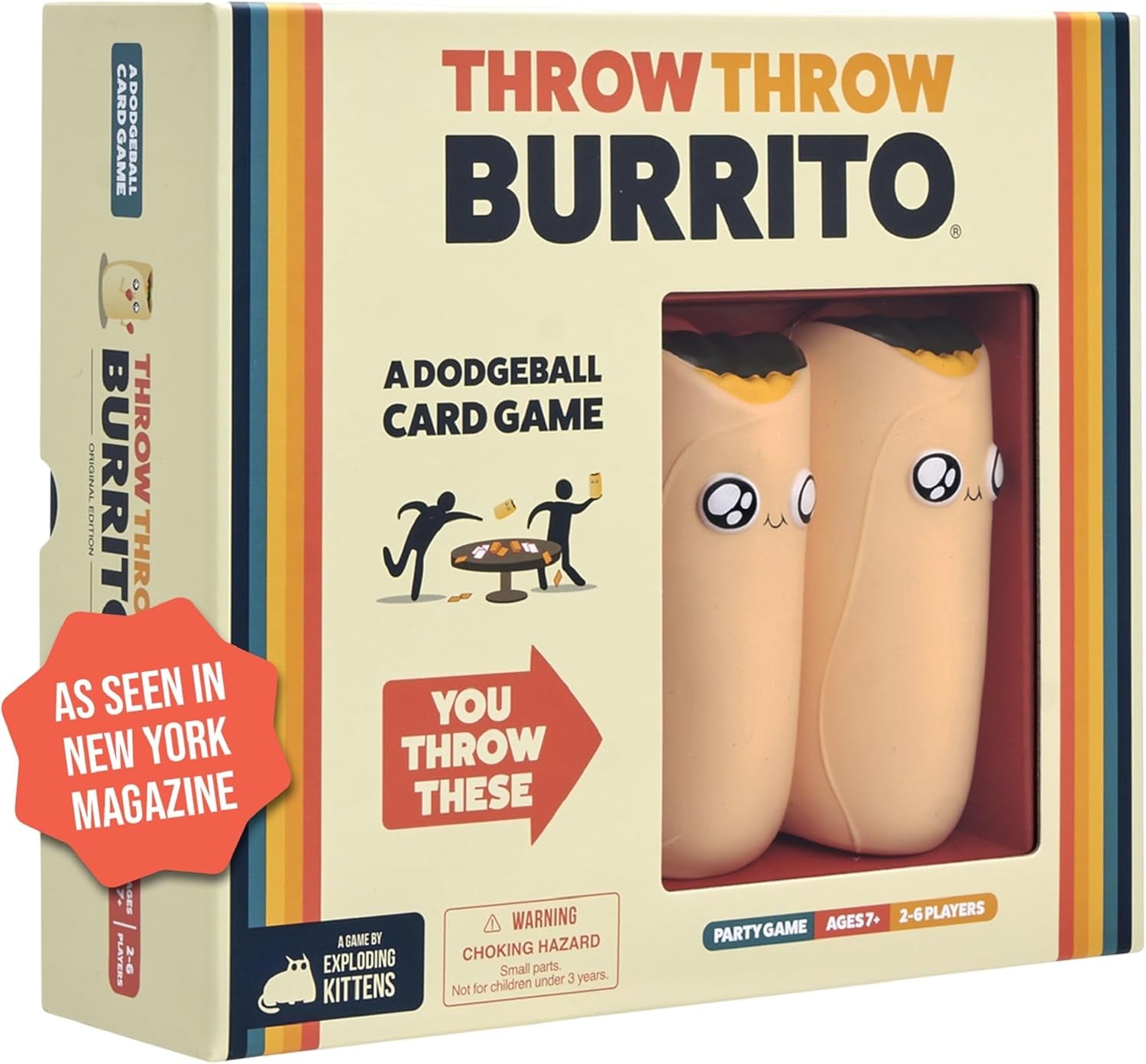 Exploding Kittens Presents Throw Throw Burrito - a Dodgeball Card Game - Family Card Games for Adults, Teens & Kids - 2-6 Players - Ages 7 and up - 120 Cards