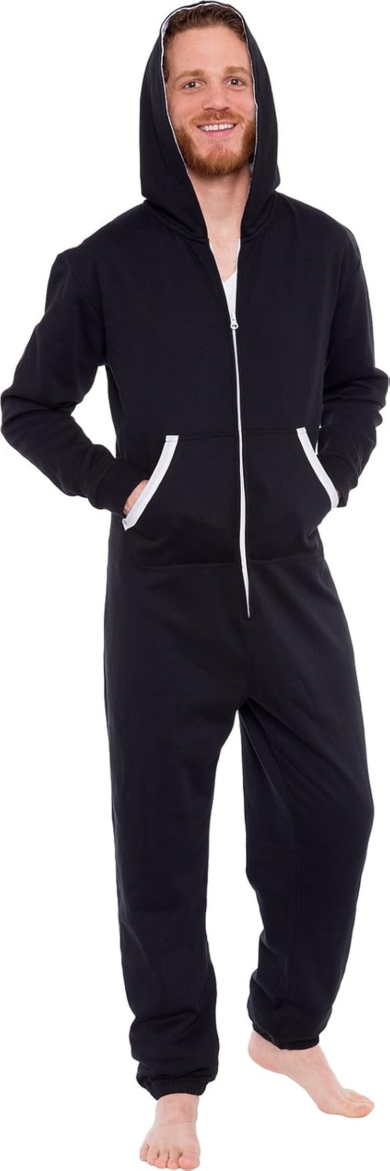 Men'S Hooded Jumpsuit - Zip up One Piece Pajamas