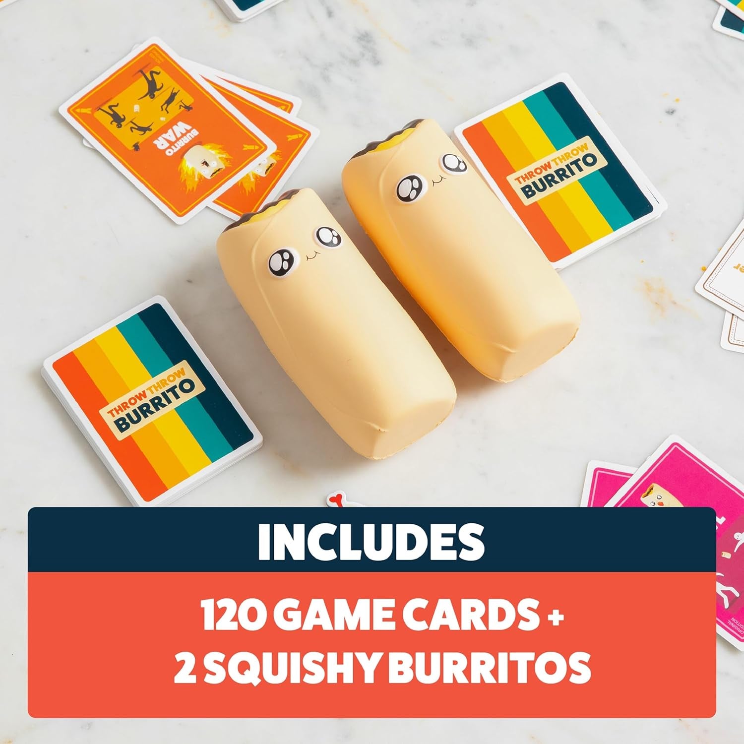 Exploding Kittens Presents Throw Throw Burrito - a Dodgeball Card Game - Family Card Games for Adults, Teens & Kids - 2-6 Players - Ages 7 and up - 120 Cards