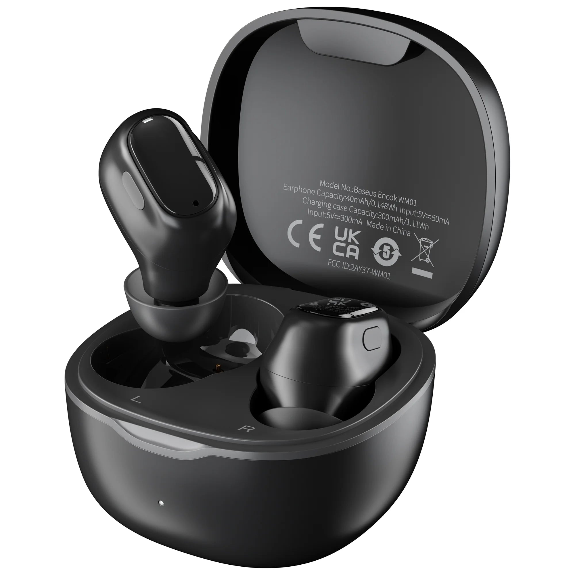 WM01 Wireless Earbuds Bluetooth 5.3 Headphones Mini Ear Buds, 25H Playtime, Black