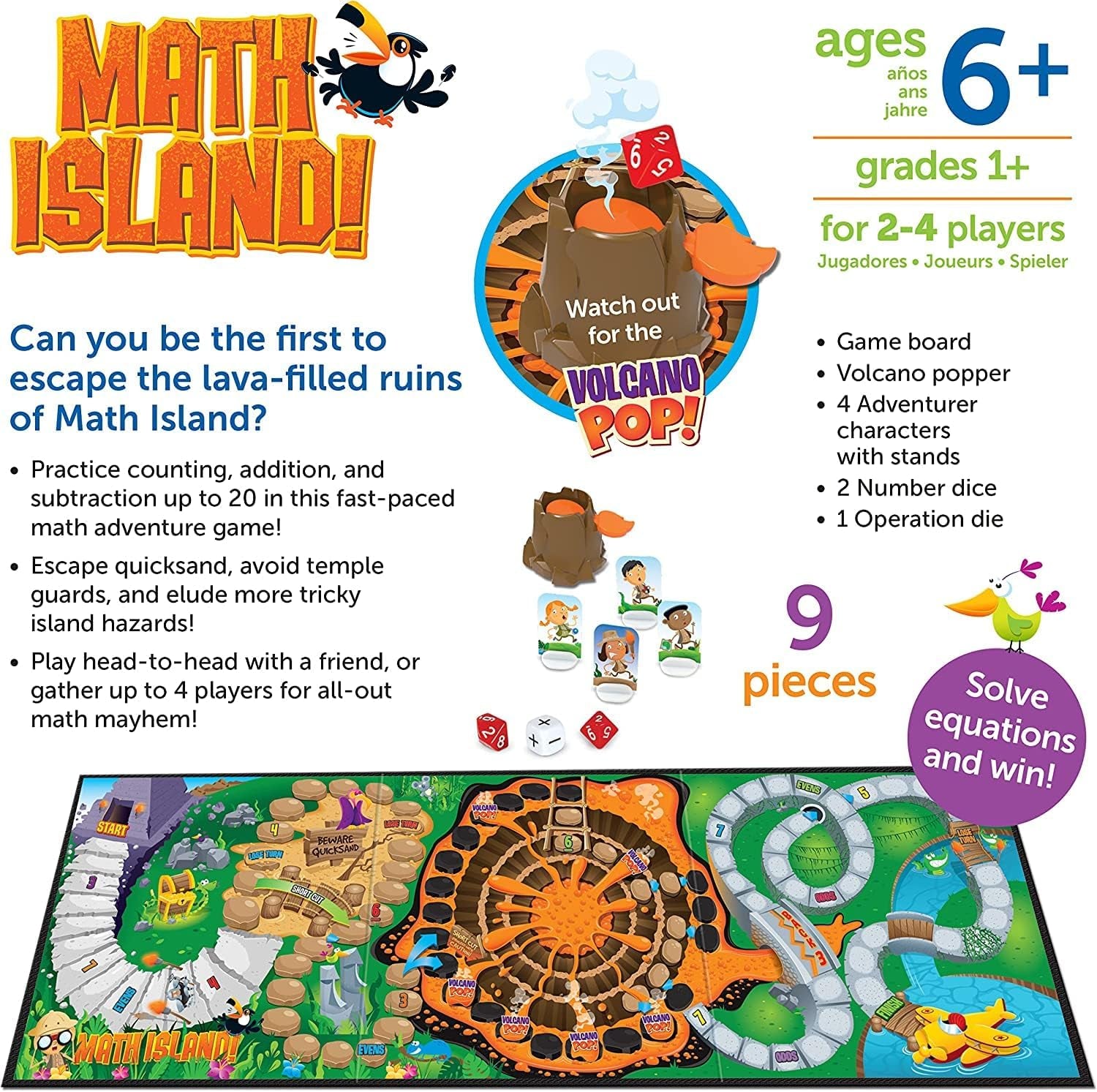 Math Island Addition & Subtraction Game, Elementary Math, Teaching Toys, Children’S Math Games, Educational Indoor Games, 8 Pieces, Age 6+ Gifts for Kids