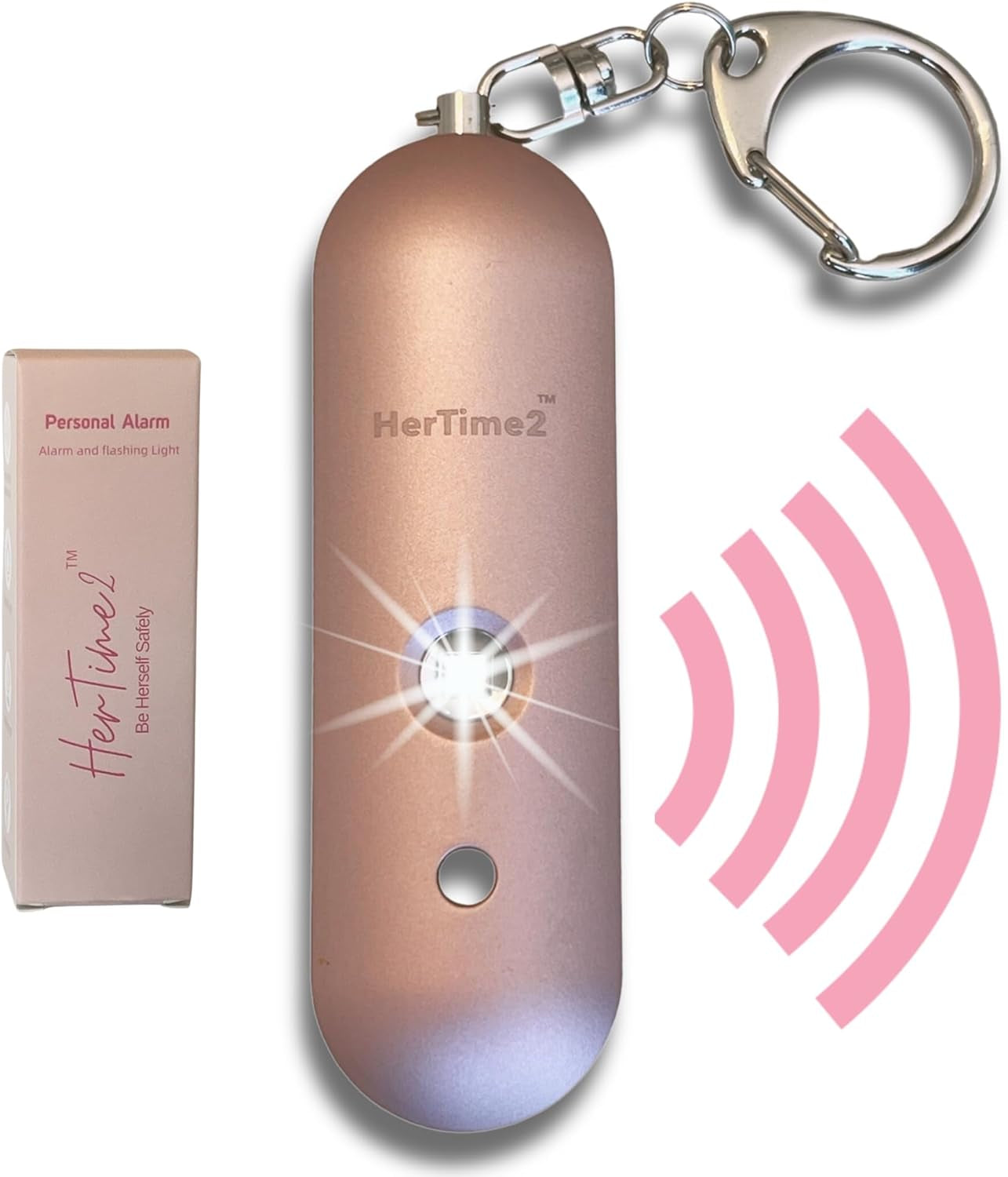 ® Personal Safety Alarm for Women – Travel Safe Waterproof Personal Alarm for Women – Women Self Defense Keychain Alarm – Loud Alarm – Strobe Light – Be Safe with Personal Alarm (Rose Gold)