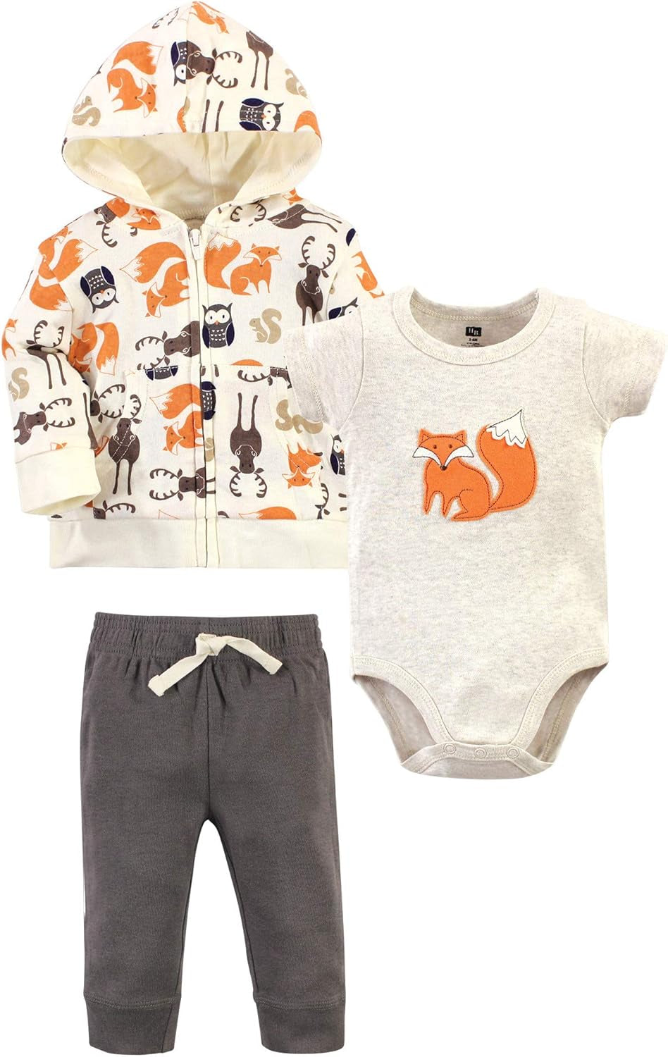 Unisex Baby Cotton Hoodie, Bodysuit or Tee Top and Pant Set