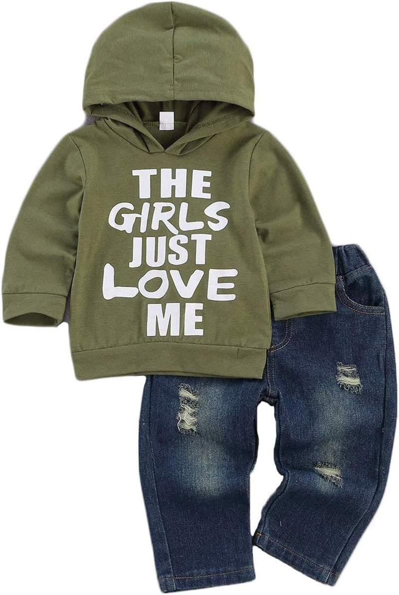 Toddler Baby Boy Outfits Hoodie Sweatshirts & Jeans Clothes Set Fall Winter 6 9 12 18 24 Months