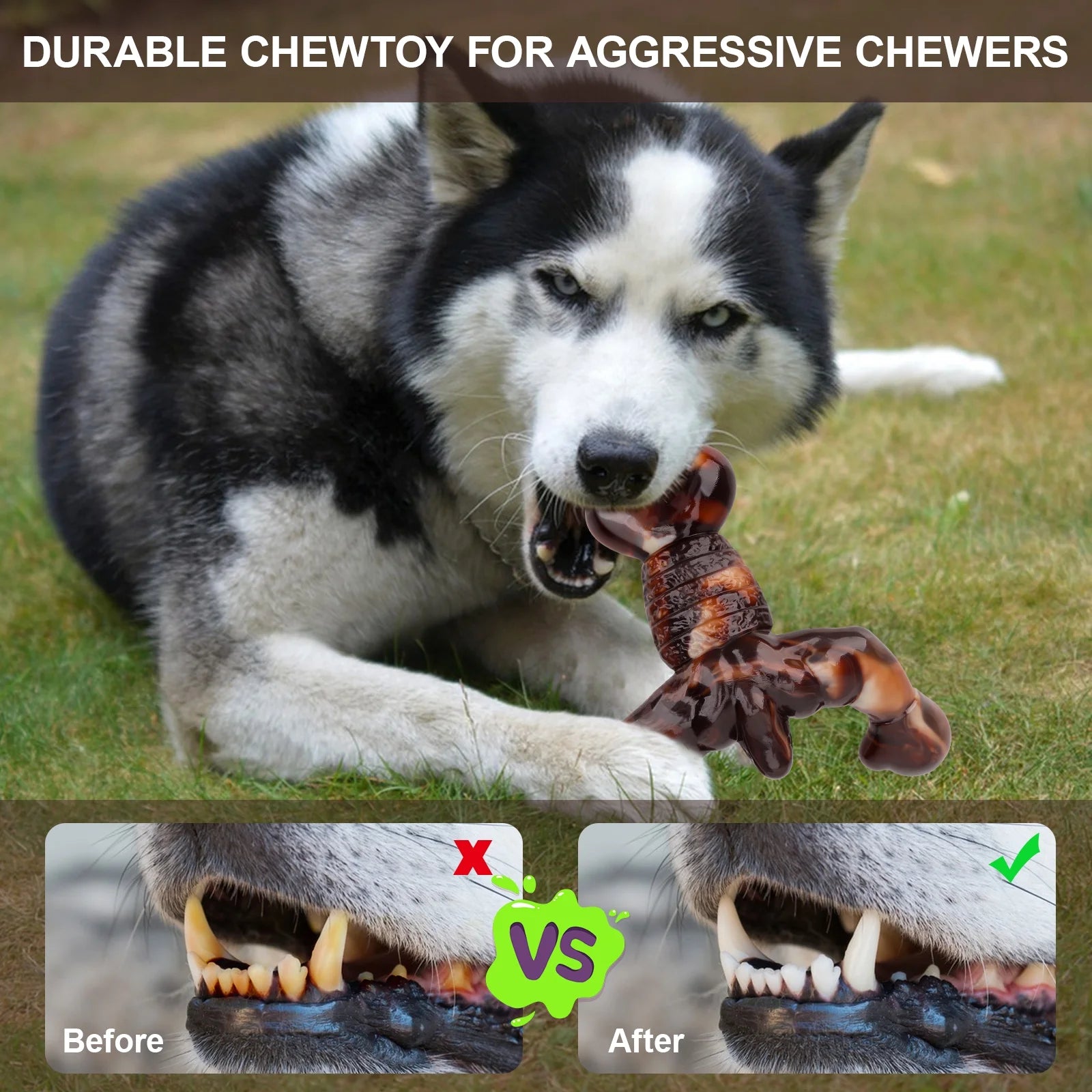 Dog Toys for Aggressive Chewers, Dog Chew Toys,Indestructible Dog Toys for Large Breed, Bacon Flavored