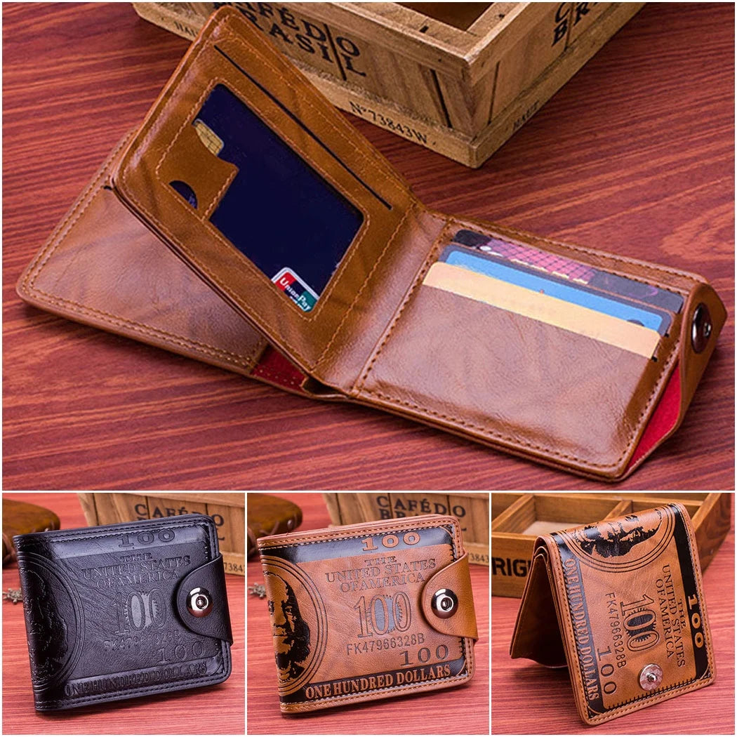 Men'S Wallet US Dollar Bill Bifold Wallet with Magnetic Buckle for Men