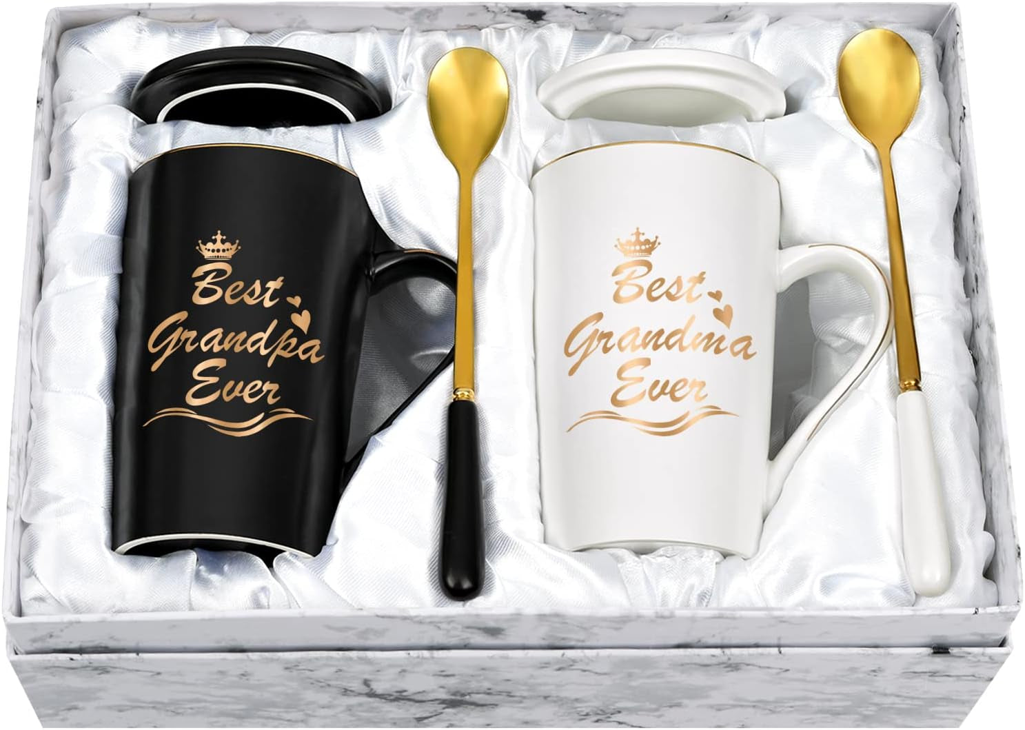 Grandparents Gifts, Best Grandma Grandpa Ever Mug Set, Grandma Grandpa Mugs, Grandma Grandpa Gifts, Grandparents Christmas Gift, Gifts for Grandparents from Granddaughter Grandkids, 14Oz