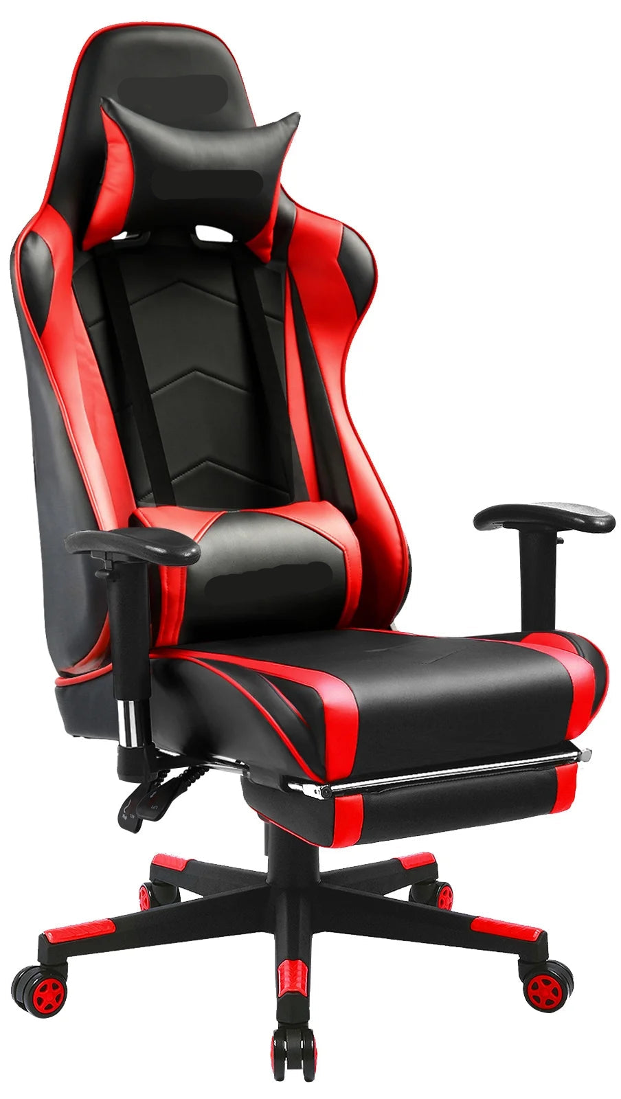 Gaming Chair Office Chair PU Leather with Footrest & Adjustable Headrest for Adults and Kids, Red