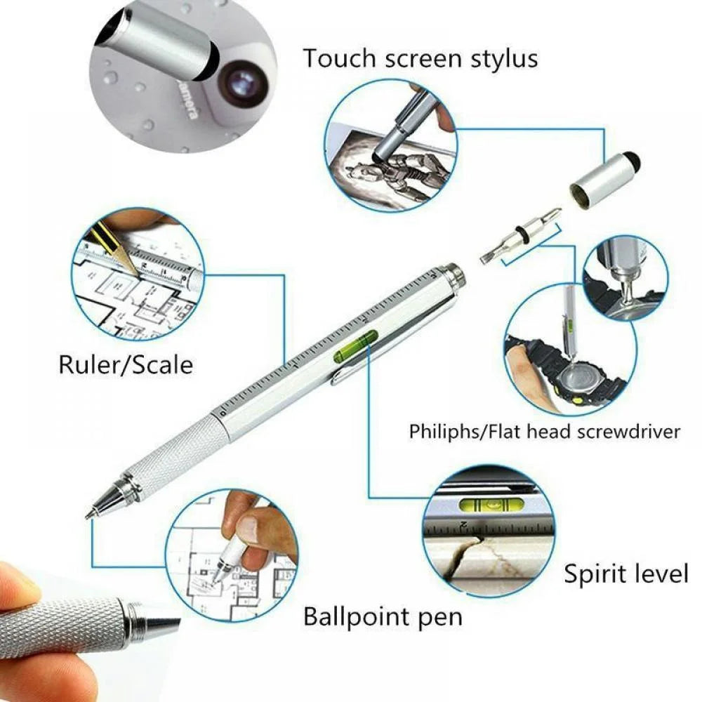 Stocking Stuffers Gifts for Men Dad, Multitool Pen Tool Cool Gadget for Men,Christmas Gifts Ideas for Him Engineer Woodworkers Teachers Stylus,Ruler,Level,Screwdriver,Ballpoint Pen