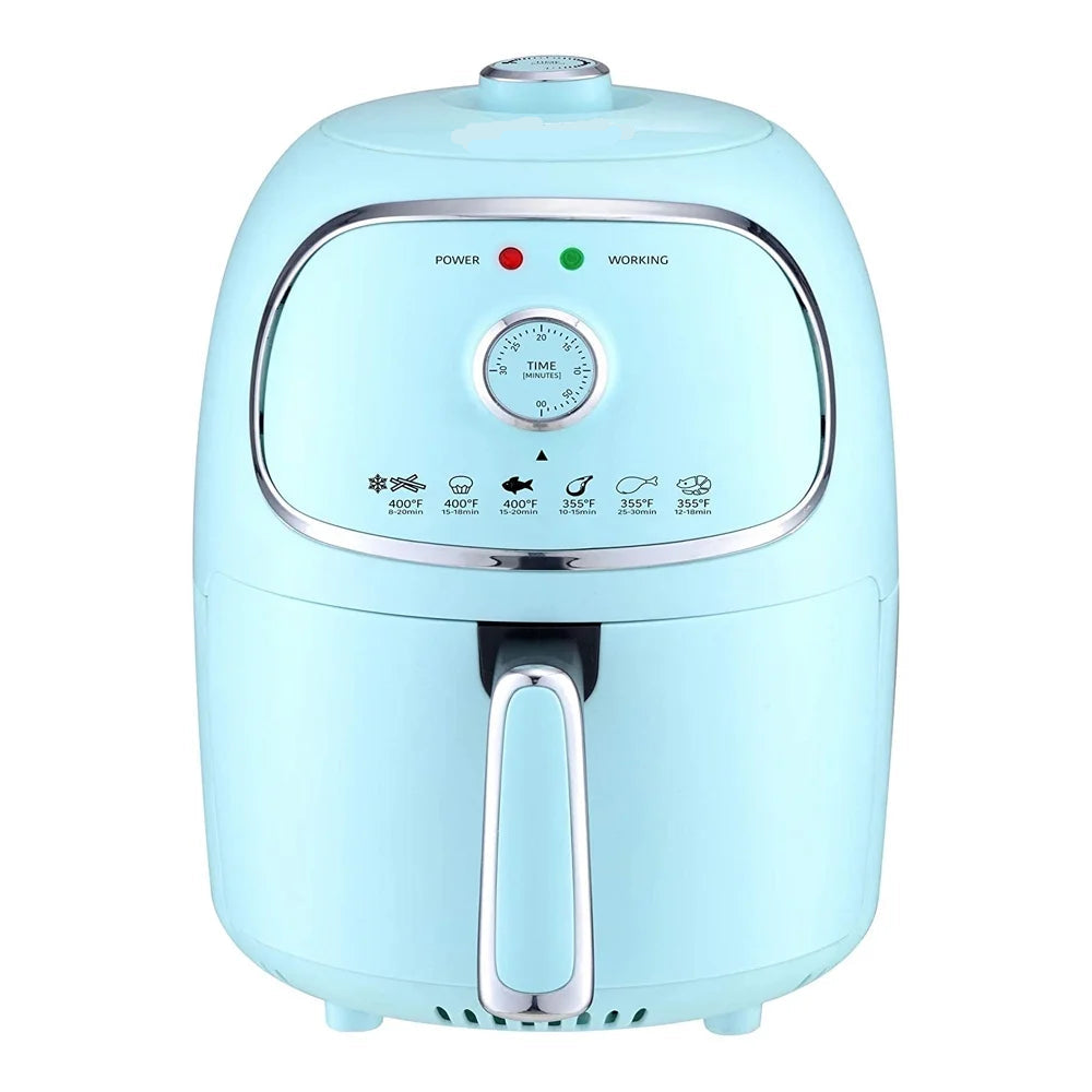 Appliances AF-202BL 2-Quart 1,200-Watt Electric Air Fryer with Timer and Temperature Control (Blue)