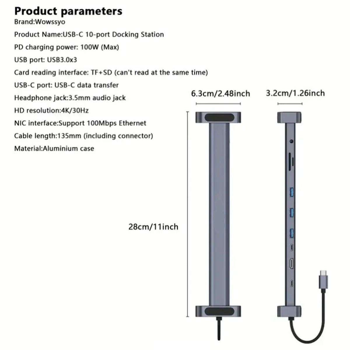 USB C Laptop Docking Station Stand, 10 in 1 Folding Tilt Stand Triple Display USB C , 4K, PD 100W, USB 3.0, TF, SD, Audio, RJ45 for Macbook & Windows