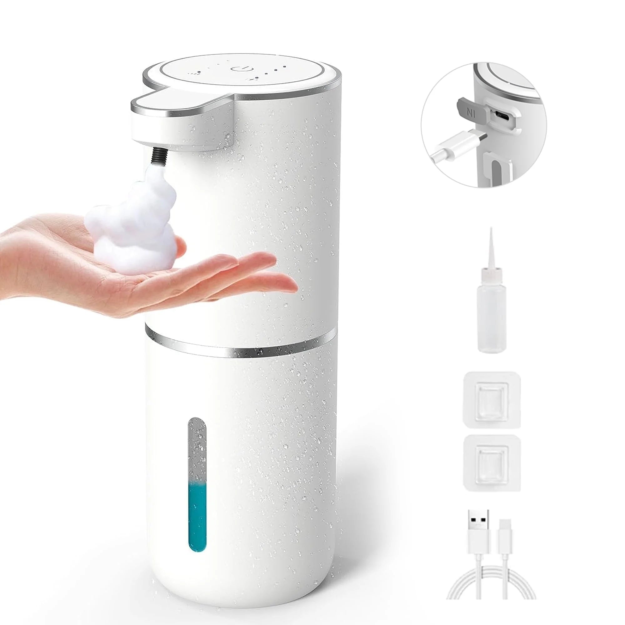 Automatic Soap Dispenser,Foaming Soap Dispenser Bathroom 12.8Oz/380Ml Rechargeable Wall Mount Touchless Foam Hand Soap Dispenser for Bathroom Kitchen