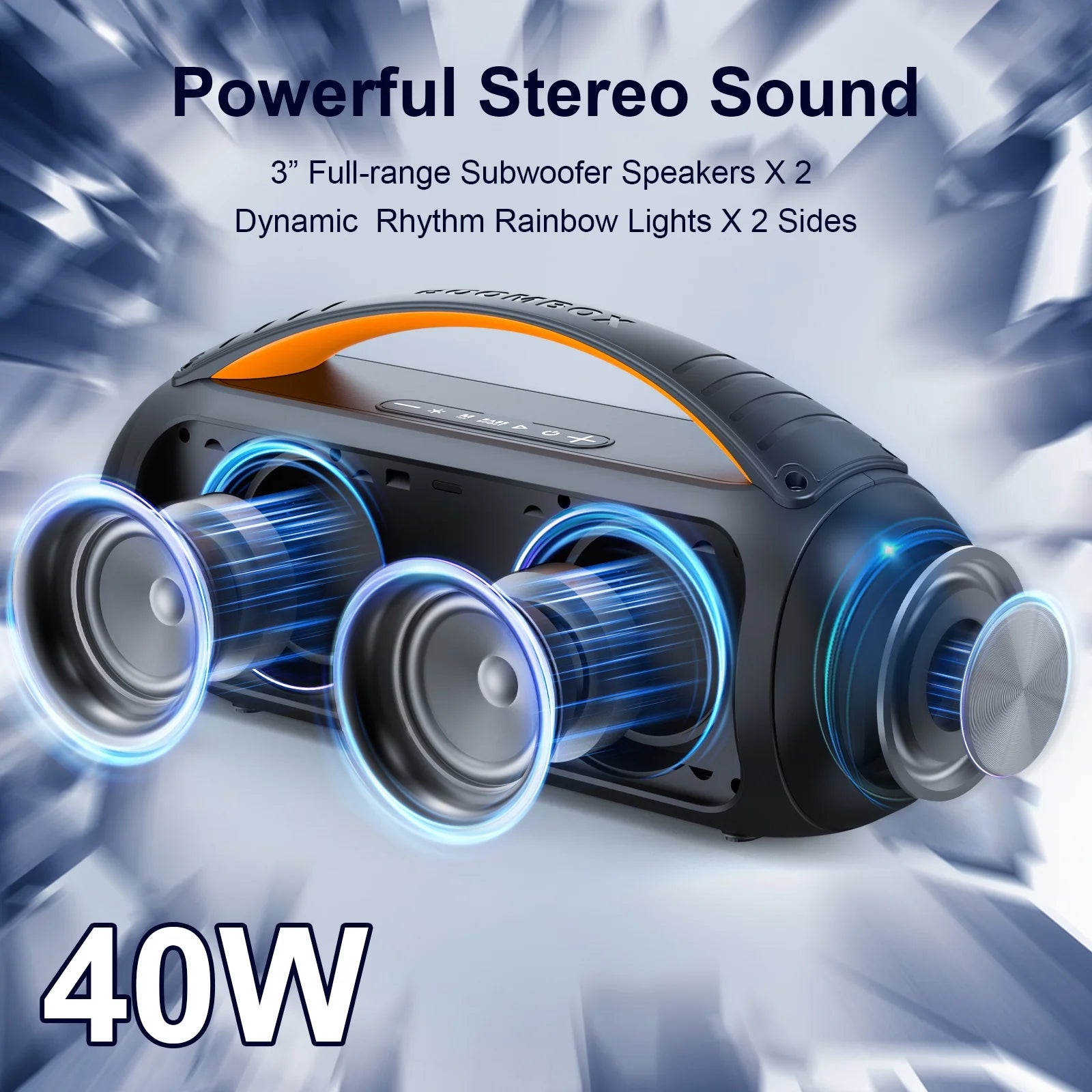 Waterproof Bluetooth Speaker, Wireless Ourdoor Speaker with DJ Lights, Party Speaker with Deep Bass, Portable Home Boombox Speaker for Pool Beach Party