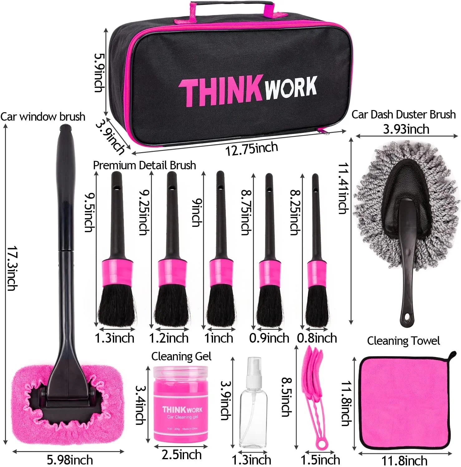 Pink Car Duster Interior Kit, Car Cleaner Set Made by  TW6091