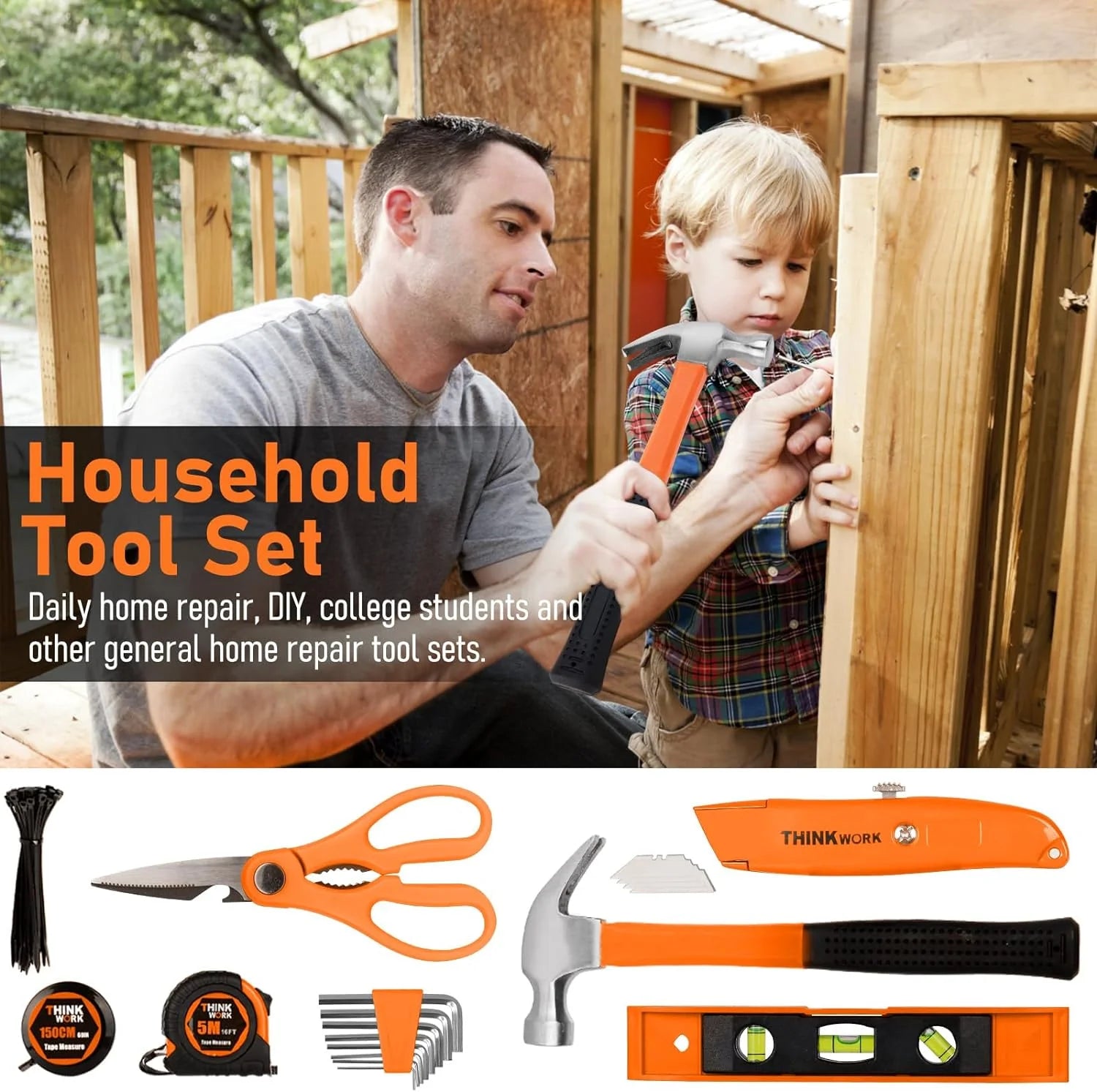 Orange Tool Set - 207 Piece Portable Home Repairing Tool Kit