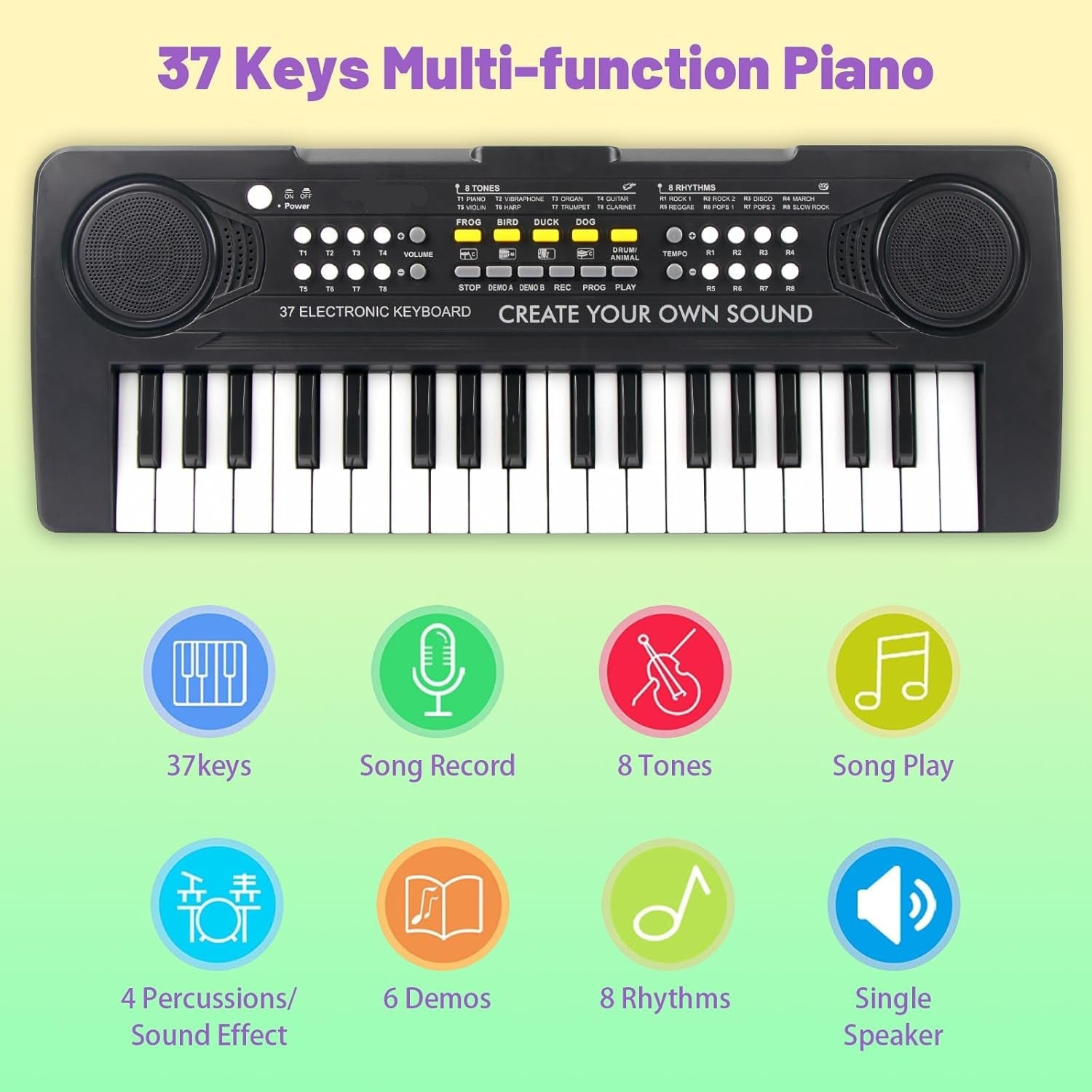 Kids Piano Keyboard, 37 Keys Portable Music Keyboard Electric Piano Toys for Children, Educational Instruments Toddler Keyboard Piano for Kids Ages 3 4 5 6 7 8 9