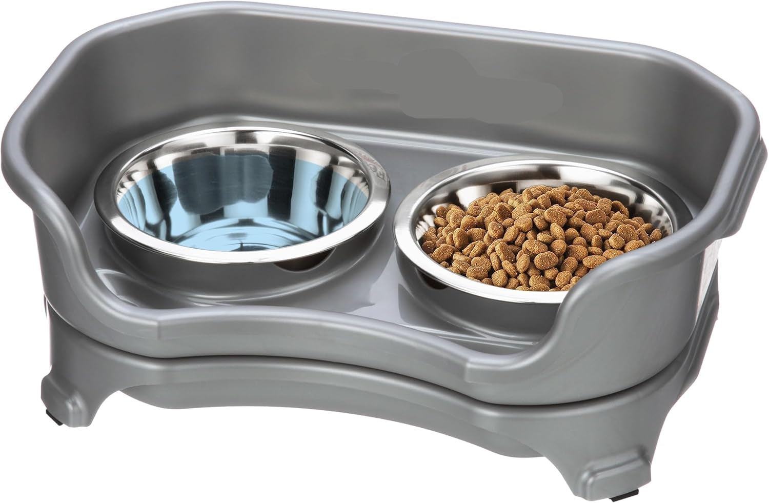 Express Small Mess Proof Feeder for Small Dogs, 1.5 Cup Stainless Steel Bowls, No Spill, Non-Tip, Non-Slip Dog Bowls. Made in USA